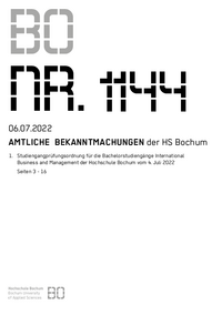 Amtliche Bekanntmachung der HS Bochum Nr. 1144, 06.07.2022