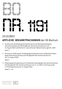 Amtliche Bekanntmachung der HS Bochum Nr. 1191, 23.10.2023