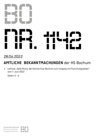 Amtliche Bekanntmachung der HS Bochum Nr. 1142, 28.06.2022 