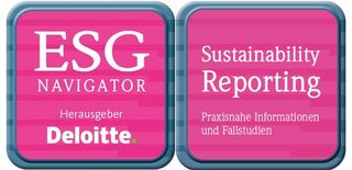 Kombination Logos ESG Navigator und Sustainability Reporting