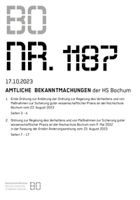 Amtliche Bekanntmachung der HS Bochum Nr. 1187, 17.10.2023