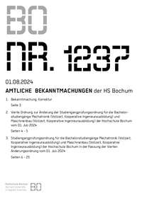 Amtliche Bekanntmachung der HS Bochum Nr. 1237, 01.08.2024