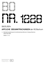 Amtliche Bekanntmachung der HS Bochum Nr. 1228, 08.05.2024