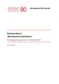 Modulhandbuch „Betriebswirtschaftslehre“ [Stand: 19.04.2024]