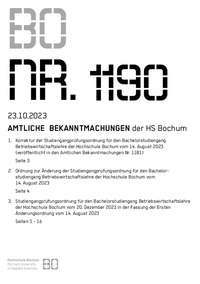 Amtliche Bekanntmachung der HS Bochum Nr. 1190, 23.10.2023